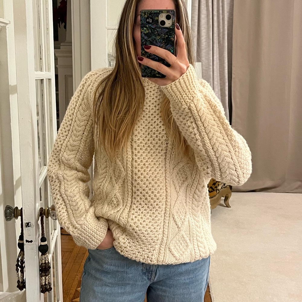 John Molloy Wool Fisherman Cable Knit Sweater